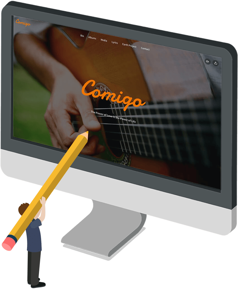 Mockup website voor singer-songwriter Comigo
