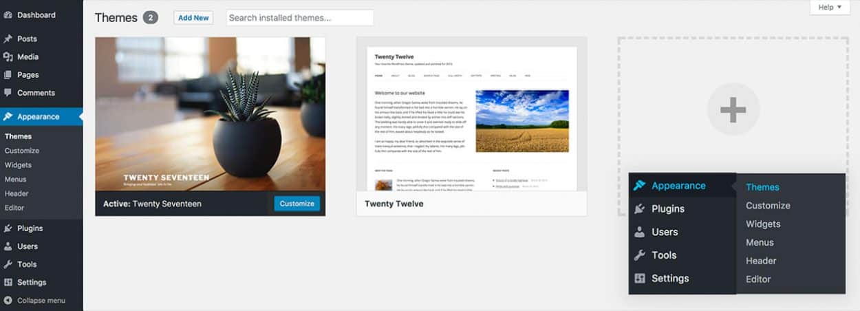 View your installed WordPress themes within your admin dashboard