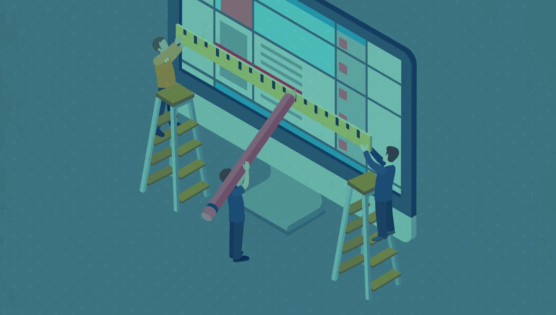 Personen die op een computerscherm aan het werken zijn aan een website