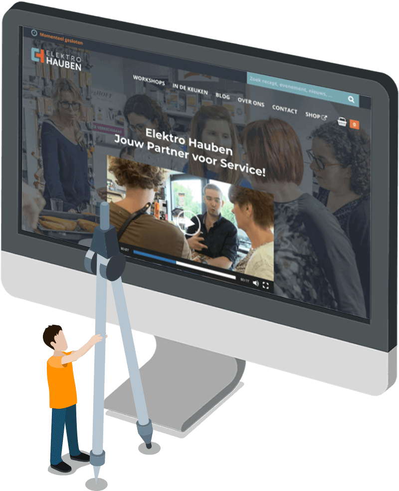 Mockup van de website voor Elektro Hauben