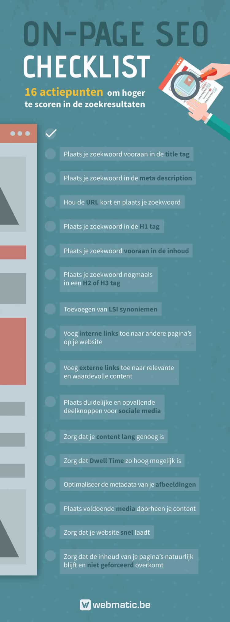 Infographic voor de On-Page SEO Checklist editie 2018