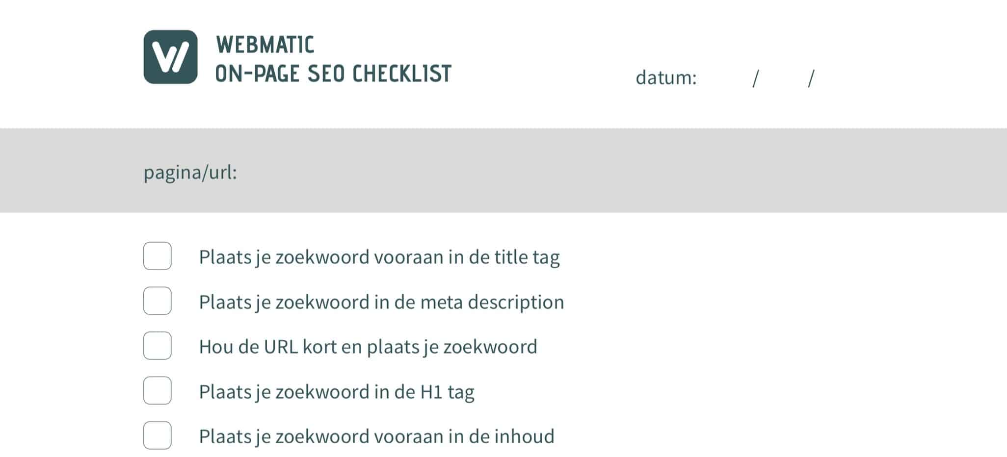 In het e-book kan je oa. deze On-Page SEO Checklist vinden.
