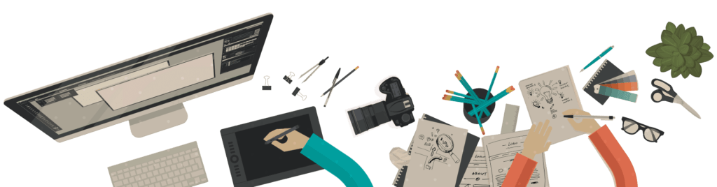 Personen werken aan de branding en grafische vormgeving