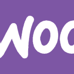 Een paars vierkantje met het woord woo erop, dat een trendy online Woocommerce webshop voorstelt.